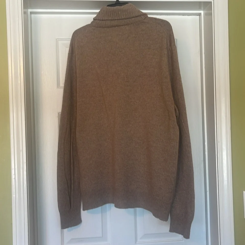 J Crew - men’s tan lambswool blend sweater with shawl collar - size XL